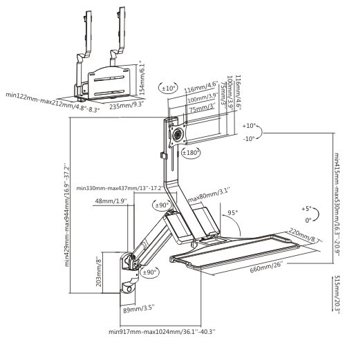 Single Screen Premium Gas Spring Computer Wall Mount with CPU Holder  WWS05-01 For 17"~32" Monitor from china(chinese)