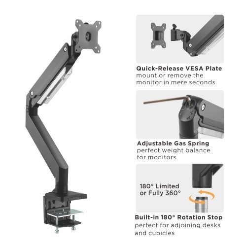 Single Monitor Heavy-Duty Gas Spring Aluminum Monitor Arm LDT23-C012 For Heavy and Oversized 17"~49" Monitors from china(chinese)