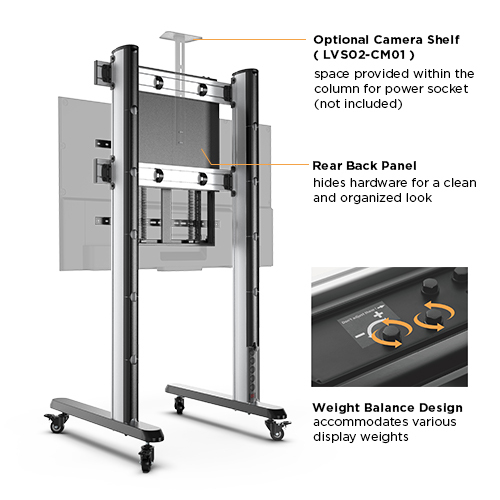 インタラクティブディスプレイ用高さ調節可能なカート TTF09H-90FW 70"-90"ディスプレイ用 from china(chinese)