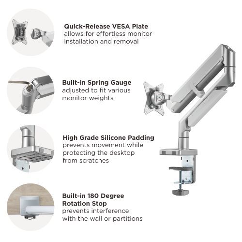Single Monitor Epic Gas Spring Aluminum Monitor Arm LDT37-C012 For Most 17"-32" Monitors from china(chinese)
