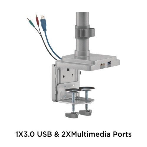 BRAZO PARA TRES MONITORES RENDIMIENTO RESORTE DE GAS ALUMINIO MONTAJE EN POSTE CON USB LDT34-C036UP Para la Mayoría de los Monitores de 17"-30" from china(chinese)