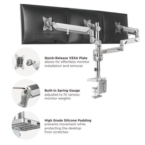 Triple Monitors Pole-Mounted Epic Gas Spring Aluminum Monitor Arm with USB LDT37-C036UP For Most 17"-27" Monitors from china(chinese)