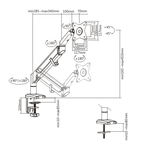 BRAZO PARA MONITOR ÚNICO DE RESORTE DE GAS AHORRO DE ESPACIO LDT44-C012 Para la Mayoría de los Monitores de 17"-32" from china(chinese)
