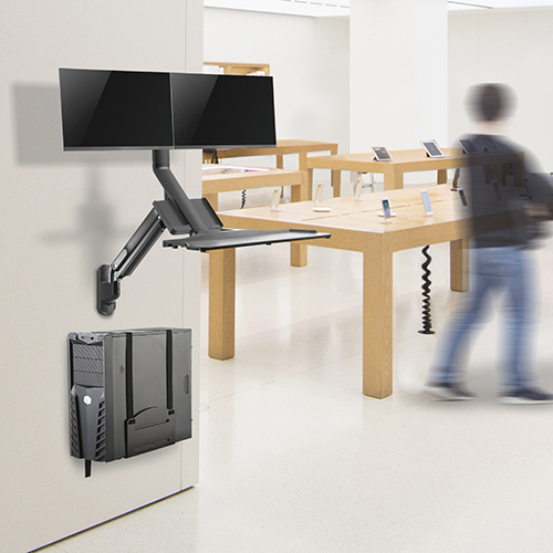Dual Screen Premium Gas Spring Computer Wall Mount with CPU Holder   WWS05-02 For 17"~27" Monitors from china(chinese)