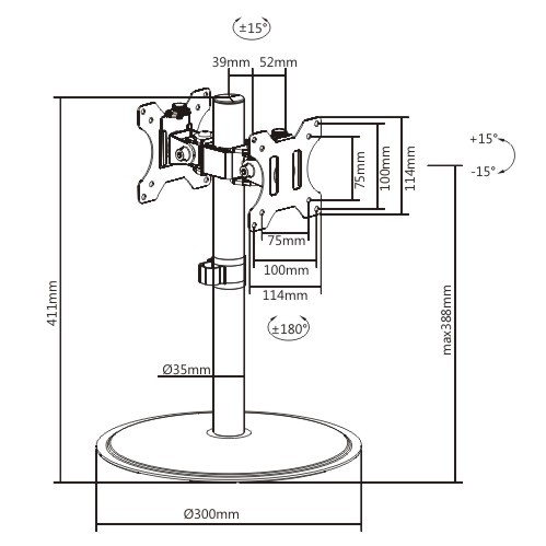 Articulating Pole Mount Single Dual Monitors Stand LDT40-T02 Fit Most 17”-32” Monitors from china(chinese)