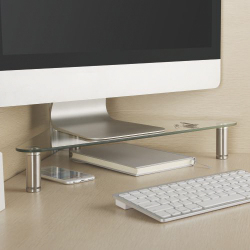 Triangle Corner Height Adjustable Tempered Glass Monitor Riser
