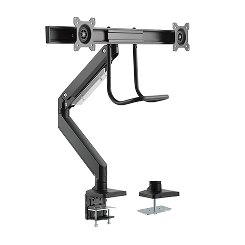 Dual Monitors Aluminum Heavy-Duty Gas Spring Monitor Arm with Handle LDT23-C022 For Most 17"~32" Monitors from china(chinese)