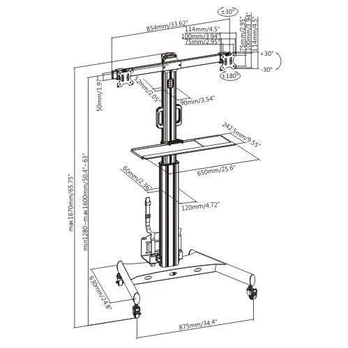 デュアルモニターの高さ調節可能なパソコン移動式ワークステーション FWS05-2  from china(chinese)