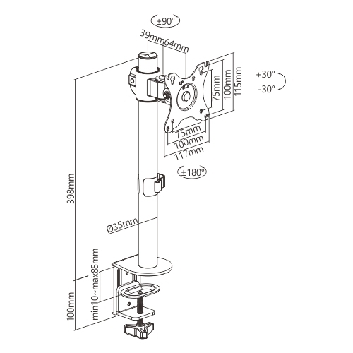 Single Monitor Premium Articulating Aluminum Monitor Arm LDT30-C01 Combining the elegance look and ergonomics from china(chinese)