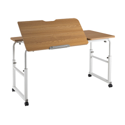 Height and Width Adjustable Mobile Computer Table (600x1200mm/23.6"x47.2")