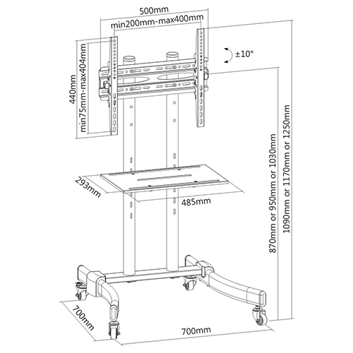 Versatile & Compact TV Cart T1029 For most 32"-55" LED/LCD Flat Panel TVs from china(chinese)