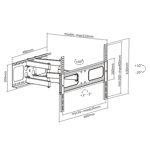 Outdoor Weatherproof Slim Articulating Full-Motion TV Wall Mount LPA36-466W Fits most 37”~80” TVs from china(chinese)