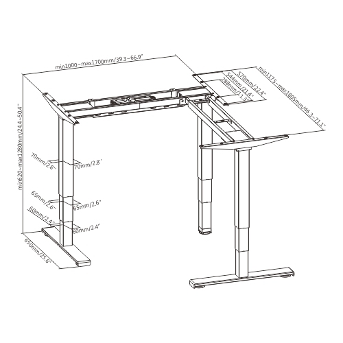 Triple Motor L-Shape Electric Sit-Stand Desk with Square Column (Reversed) M07-33R Design for Upgraded Lifting Experience! from china(chinese)