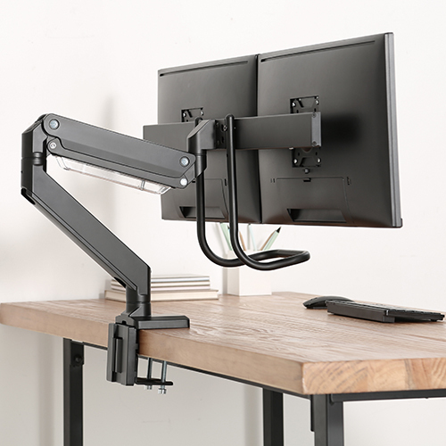 Dual Monitors Aluminum Heavy-Duty Gas Spring Monitor Arm with Handle LDT23-C022 For Most 17"~32" Monitors from china(chinese)
