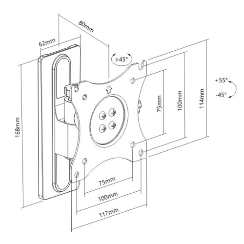 Lockable Aluminum Pivot RV TV Mount LDA37-110 For most 13”-32” Displays from china(chinese)
