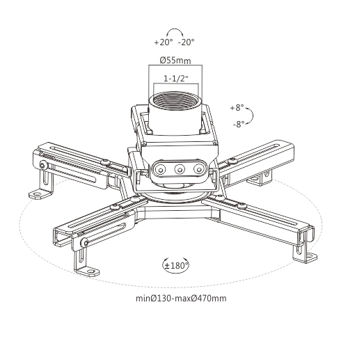 Universal Projector Interface Bracket PRB-20-H Compatible with North American Standard 1.5’’ NPT Pipe from china(chinese)