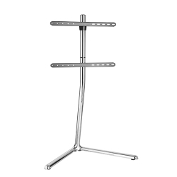 Modernist Linear Chrome Plated Studio TV Floor Stand with V-Base