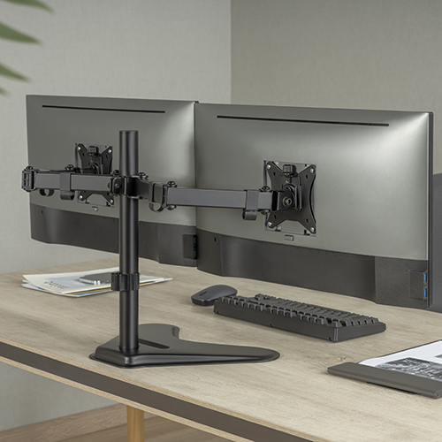 Dual-Monitor Steel Articulating Monitor Stand LDT66-T024 For most 17”-32” monitors from china(chinese)