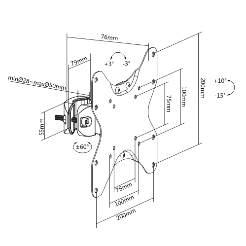 SOPORTE PIVOTANTE DE MONTAJE EN POSTE PARA TV  LDA36-220 Cuando Solo Se Puede Montar en Un Poste from china(chinese)