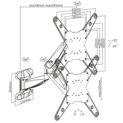 インタラクティブカウンターバランスカーブ&フラットパネルテレビ壁掛け金具 MA9-244 ほとんどの23"~55"カーブ&フラットパネルテレビ用 from china(chinese)