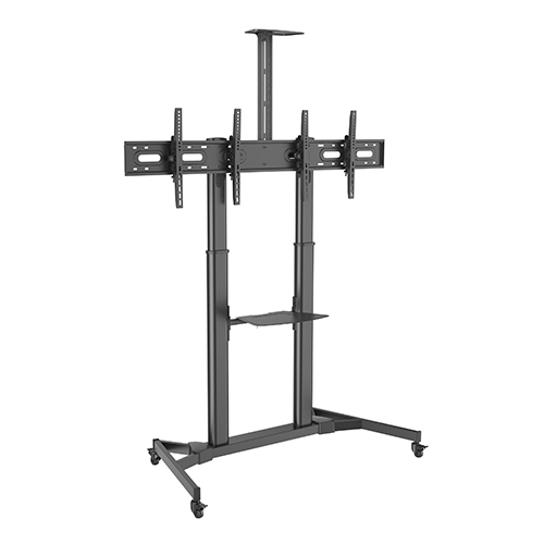 Dual Screen Telescopic Height Adjustable Steel Tv Cart Supplier And 