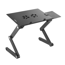 Height Adjustable Ventilated Laptop Desk with Mouse Pad Side Mount & Cooling Fan