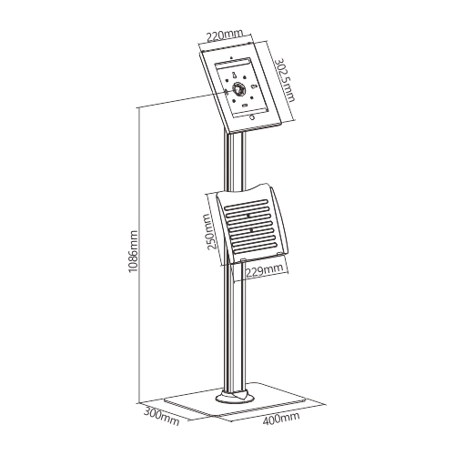 Anti-theft Tablet Kiosk Floor Stand with Catalogue Holder for 9.7" iPad/iPad Air/iPad Pro PAD26-04C Ideal for Trade Show, Store Display and More Public Places from china(chinese)