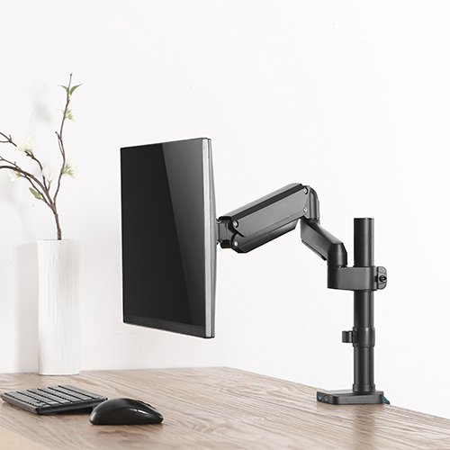 Premium Single Monitor Aluminum Pole Mounted Gas Spring Monitor Arm with USB Ports LDT26-C012UP Adjust and Position Your Monitor - Perfect for Smaller Desktop from china(chinese)