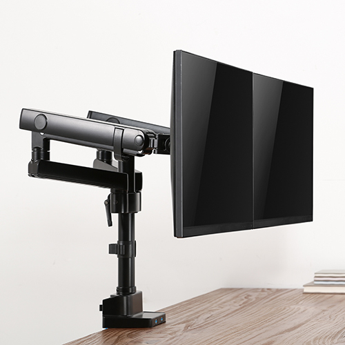 Dual Monitors Aluminum Slim Pole-Mounted Spring-Assisted Monitor Arm ...