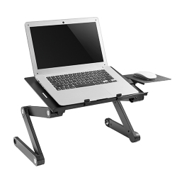 Height Adjustable Ventilated Laptop Desk with Mouse Pad Side Mount & Cooling Fan