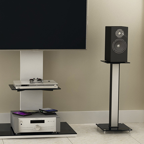 18" Aluminum, Glass & Wood Bookshelf speaker stands BS-03S For bookshelf/center-channel speakers from china(chinese)