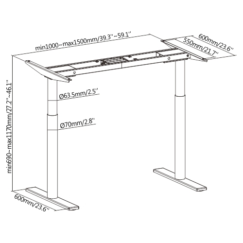 2ステージラウンドコラムデュアルモーター昇降デスクフレーム M10-22D 生まれてエレガント from china(chinese)