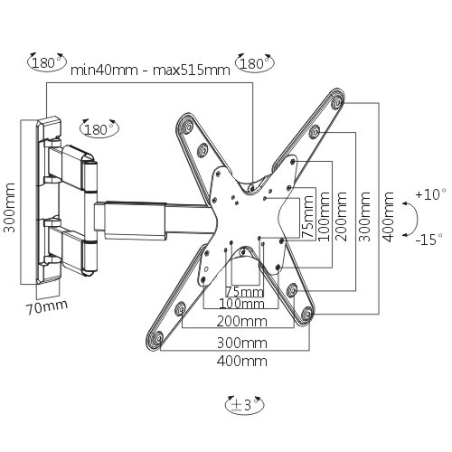 Slim Full-motion Curved & Flat Panel TV Wall Mount LPA33-443A For most 23''-55'' curved & flat panel TVs from china(chinese)
