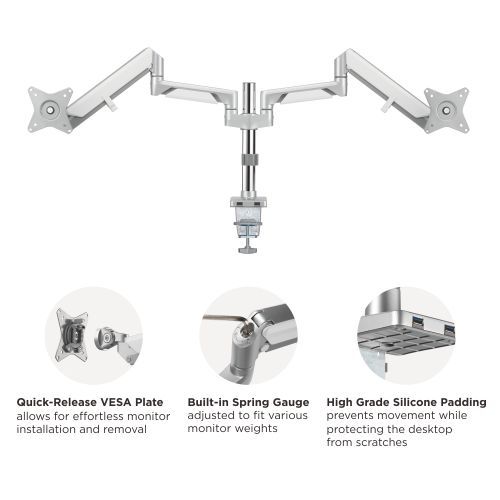 Dual Monitors Pole-Mounted Epic Gas Spring Aluminum Monitor Arm with USB LDT37-C024UP For Most 17"-32" Monitors from china(chinese)