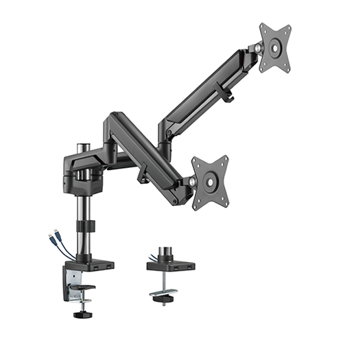 Dual Monitors Pole-Mounted Epic Gas Spring Aluminum Monitor Arm with USB LDT37-C024UP For Most 17"-32" Monitors from china(chinese)