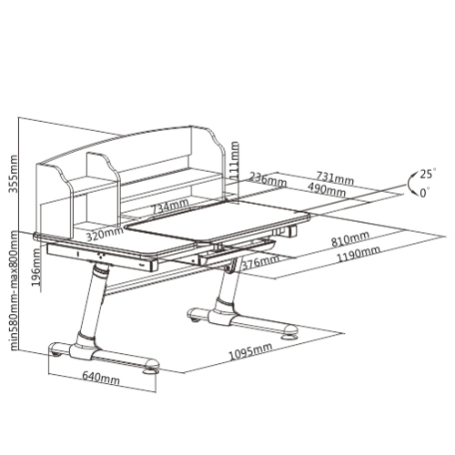 Large Storage Height Adjustable Children Desk (1190x731mm/46.9"x28.8") E503 Right Up Tiltable Desktop | Compartment Drawer | Book Shelf from china(chinese)