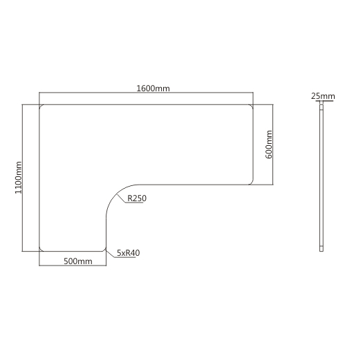 L-SHAPE CURVED EDGE PARTICLE BOARD DESKTOP TP16060L Compatible with 2-Leg L-Shape Corner Desk Frame  from china(chinese)