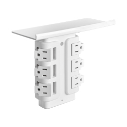 6-Outlet Wall-Mounted Surge Protector Power Strip with Rotating Sockets