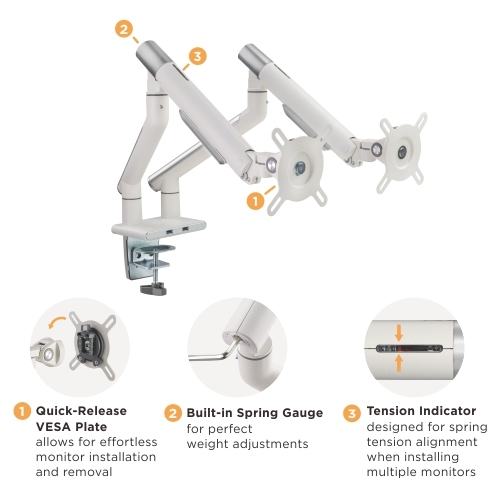 USBポート付きデュアルモニタープレミアムスリムアルミニウムスプリングアシストモニターアーム LDT49-C024U ほとんどの17"-32"モニター用 from china(chinese)