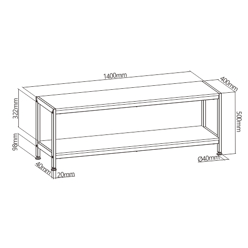 2-Tier Industrial Style Media Console (Medium) WP2002M A Mix of Urban and Rustic Loft Appeal from china(chinese)