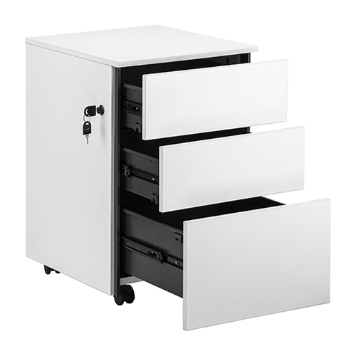 3-Drawer Wheeled Mobile File Cabinet with Lock