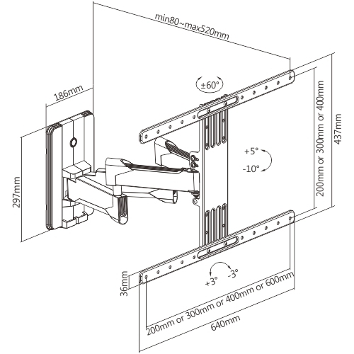 Premium Full-Motion TV Wall Mount LPA65-464 Fits Most 37"-80"TVs from china(chinese)