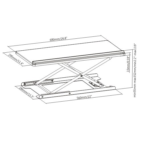 シザーリフトキーボードライザー KBT-06 調節可能な高さ、安い価格、改善された立ち習慣 from china(chinese)