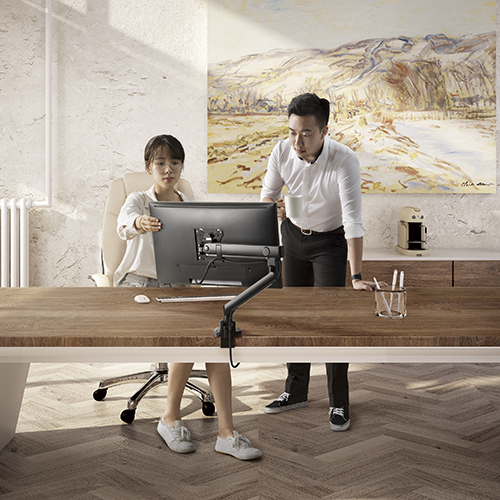 シングルモニターアルミニウムスリムスプリングアシストモニターアーム LDT20-C012 ほとんどの17"-32"モニター用 from china(chinese)