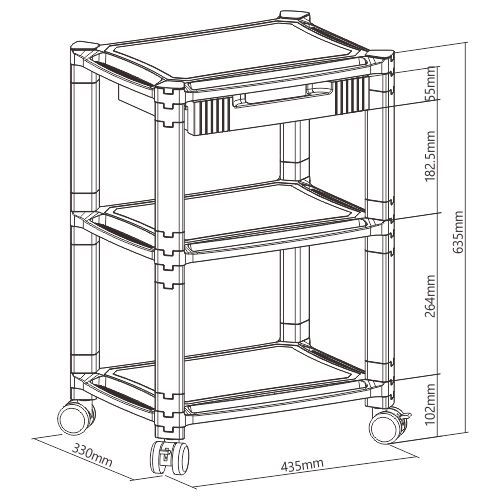3-Tier Mobile Modular Multi-Purpose Smart Stand with Drawer and Shelf (Standard Surface)