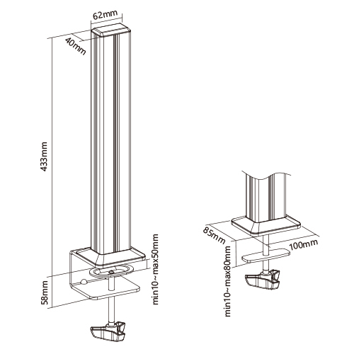 Aluminum Slatwall Desk Mounting Column SW02-5 Work with Slatwall Panel for Creating Desk-Mounted Slat Wall System from china(chinese)