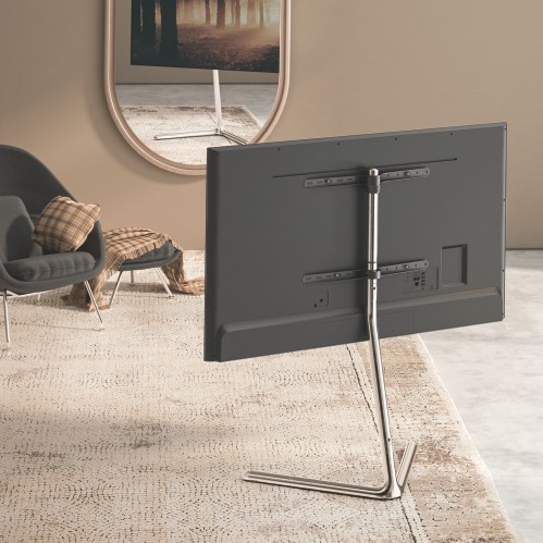 Modernist Linear Chrome Plated Studio TV Floor Stand with V-Base FS17-46F-01 Bring Aesthetics to Any Viewing Area from china(chinese)