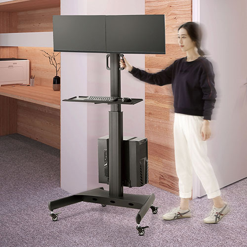 デュアルモニターの高さ調節可能なパソコン移動式ワークステーション FWS05-2  from china(chinese)