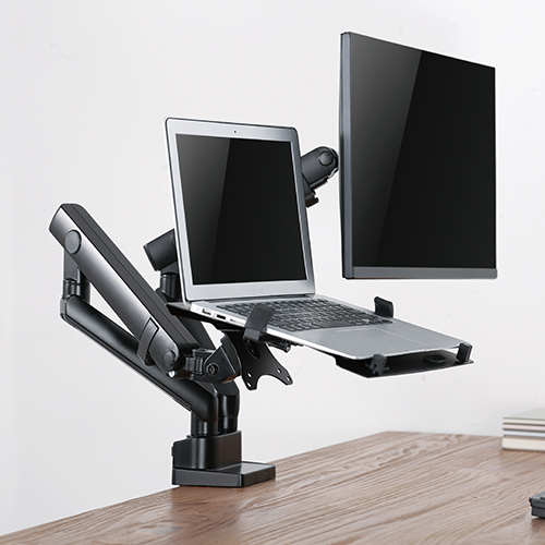 Aluminum Slim Spring-Assited Monitor Arm with Laptop Holder LDT20-C024ML Use Laptop for Instants, Use Desktop for Works Required More Computer Power from china(chinese)