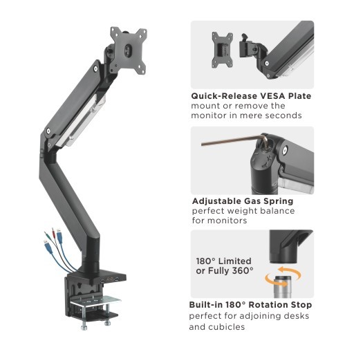 Single Monitor Aluminum Heavy-Duty Gas Spring Monitor Arm LDT23-C012U For Heavy and Oversized 17"~49" Monitors from china(chinese)